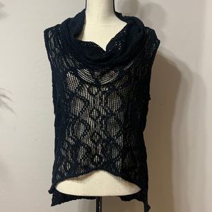 Free People Black Lace Knit Top